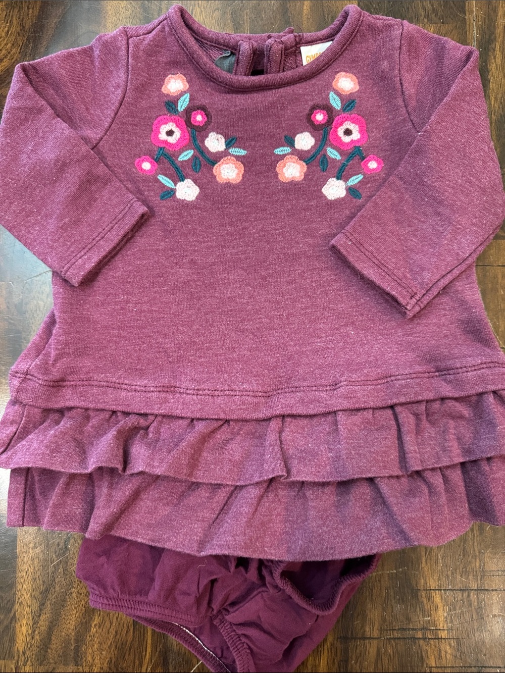 Gymboree Plum Ruffle Dress with Floral Embroidery